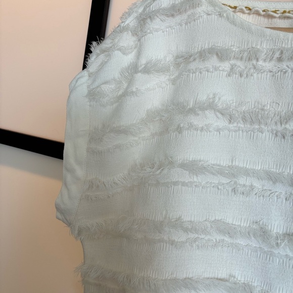 MAEVE Anthropologie Fringe ivory top. Size 0 - Picture 6 of 15